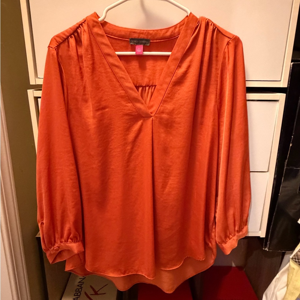 Vince Camuto Orange V-Neck Blouse